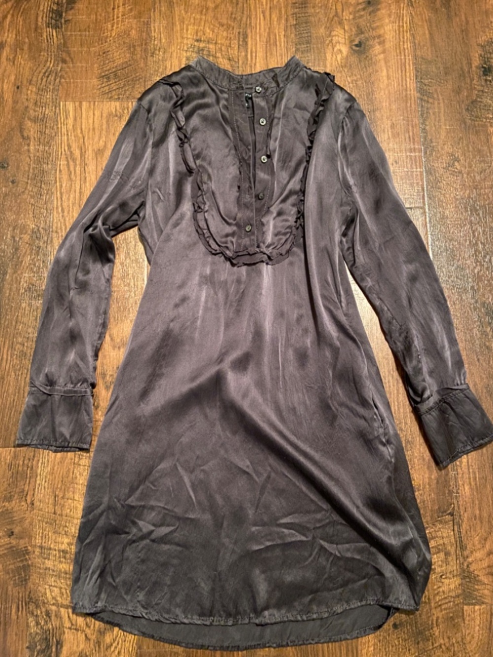 Banana Republic Silk Dress Tunic Sz 6 Long sleeve Grey Silver
